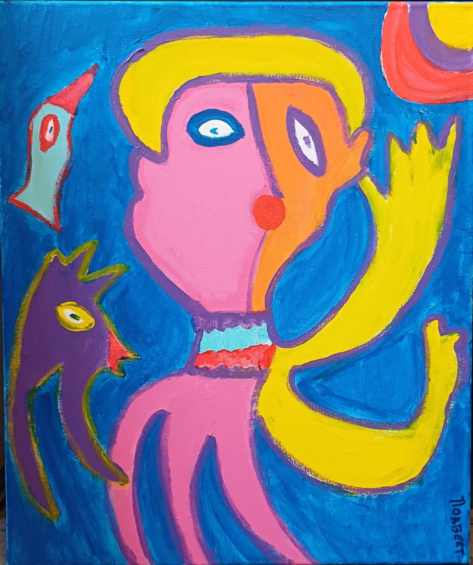 Vrouw met twee vogels (509), 2025