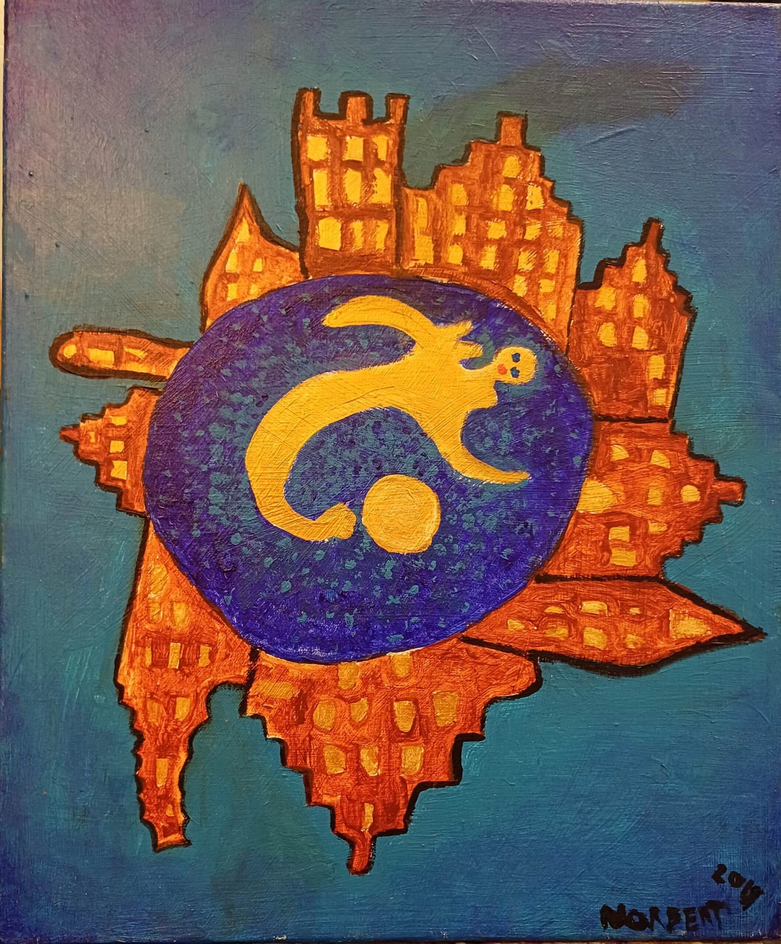 Vrouw droomt over stad (461), 2019